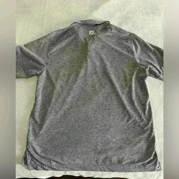 FootJoy Polo Golf Shirt Mens Gray and White Striped Size XL Golf Casual Collar - Picture 7 of 7